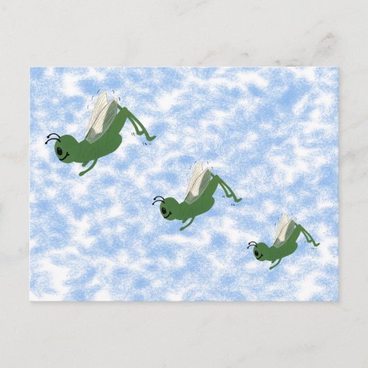Grasshopper Whimsical Cartoon Art Briefkaart (Voorkant)