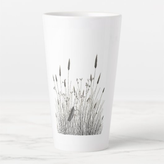 Grasshopper & Wild Grass Ink Art Coffee Mug (Devant)