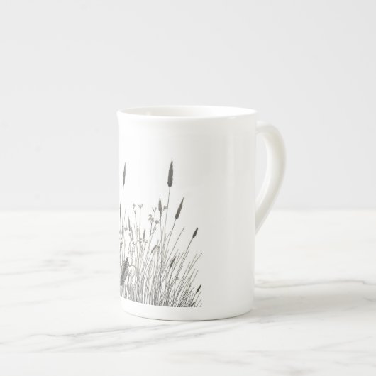 Grasshopper & Wild Grass Ink Art Coffee Mug (Devant droit)