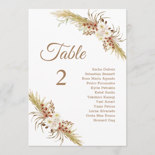 Grassland Dream Wedding Table Kaart. Programma (Voorkant)