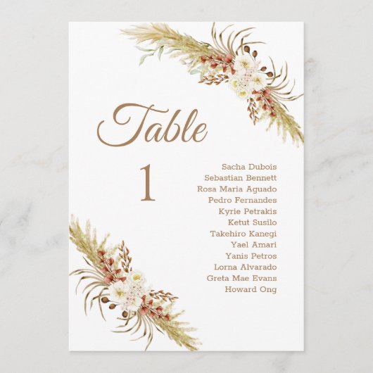 Grassland Dream Wedding Table Kaart. Programma (Voorkant)