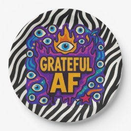 Grateful AF - Zebra Pattern - Papieren Bordje