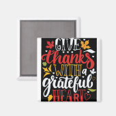Grateful and Thankful Thanksgiving Magnet Magneet (Voorkant / Achterkant)