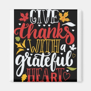 Grateful and Thankful Thanksgiving Magnet Magneet