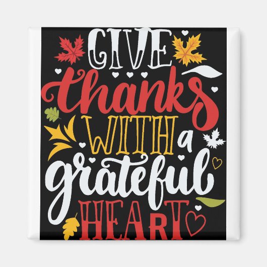 Grateful and Thankful Thanksgiving Magnet Magneet (Voorkant)