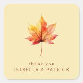 Grateful Autumn Leaf Watercolor Vierkante Sticker (Voorkant)