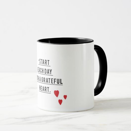 Grateful Begins Citation Mug - Commencer chaque (Devant droit)
