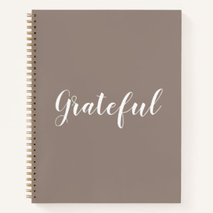 Grateful beige greige custom script tekst schattig notitieboek