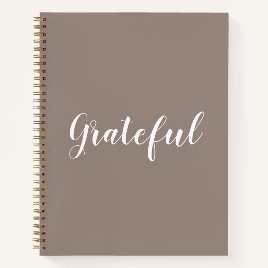 Grateful beige greige custom script tekst schattig notitieboek (Voorkant)