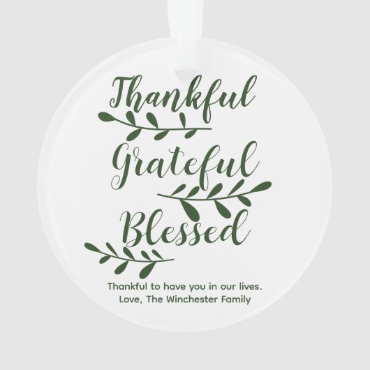 Grateful Bienheureux vert foncé script moderne (dos)