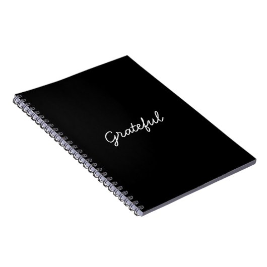 Grateful black custom casual script dankbaarheid notitieboek (Rechterzijde)