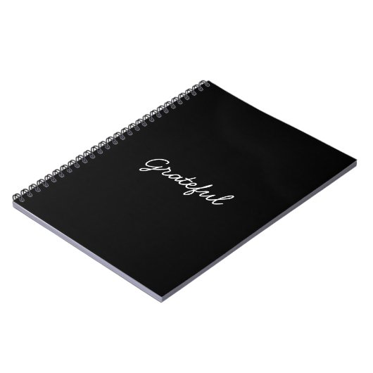 Grateful black custom casual script dankbaarheid notitieboek (Linkerzijde)