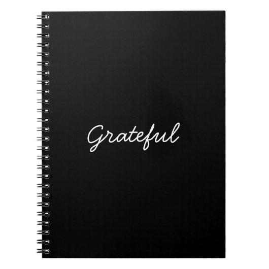 Grateful black custom casual script dankbaarheid notitieboek (Voorkant)
