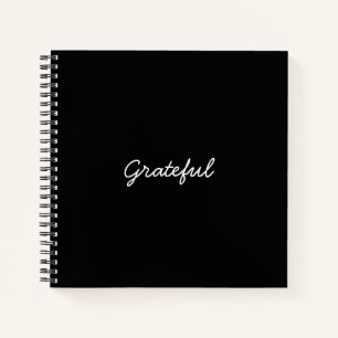 Grateful black custom casual script dankbaarheid notitieboek