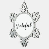 Grateful black white custom script schattig tin sneeuwvlok ornament (Rechts)