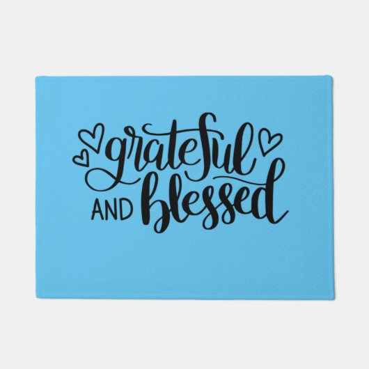 Grateful & Blessed Blue Doormat Deurmat (Voorkant)