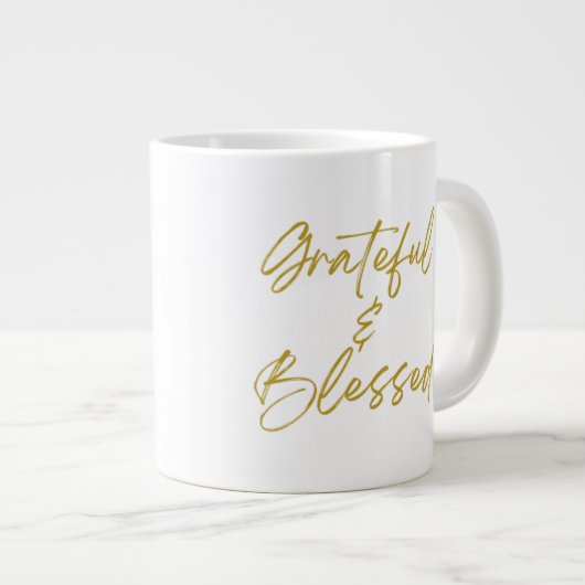 Grateful & Blessed Jumbo 20 oz Mok (Voorkant rechts)