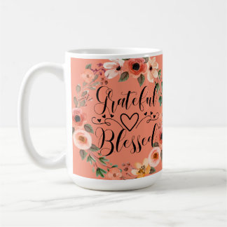 Grateful Blessed Mok - Waterverf Floral Wreater