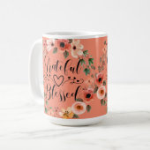 Grateful Blessed Mug - Watercolor Floral Wreath (Devant gauche)