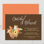 Grateful Blessed Pumpkin Wheelbarrow Thanksgiving Kaart (Voorkant / Achterkant)