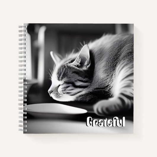 Grateful - Calm Cat Gratitude Journal Notitieboek (Voorkant)