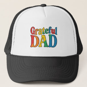 Grateful Dad Vintage Rainbow Typography Shirt_1 Trucker Pet