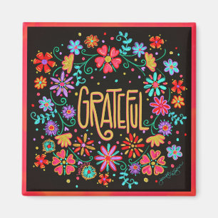 Grateful Floral Inspirerend Trendy Plezier Magneet