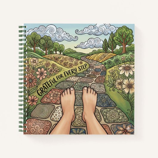 Grateful For Every Step Personalized Notebook Notitieboek (Voorkant)
