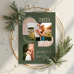 Grateful for you Modern Geometric Arch Two Photos Feestdagenkaart