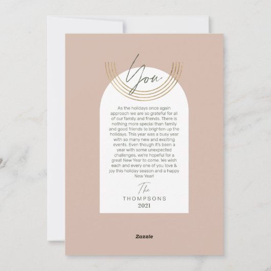 Grateful for you Modern Geometric Arch Two Photos Feestdagenkaart (Achterkant)