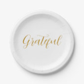 Grateful Gold Script minimalistische Thanksgiving Papieren Bordje (Voorkant)