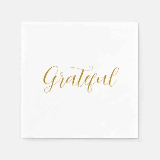 Grateful Gold Script minimalistische Thanksgiving Servet (Voorkant)