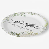 Grateful Greenery Pumpkin Thanksgiving Dinner Papieren Bordje (Gekanteld)