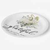 Grateful Greenery White Pumpkin Thanksgiving Papieren Bordje (Gekanteld)