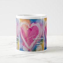 Grateful Happy Bone China Mug art de Pedie Wolfond