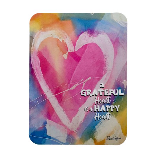 Grateful Happy Heart Magnet art par Pedie Wolfond (Vertical)