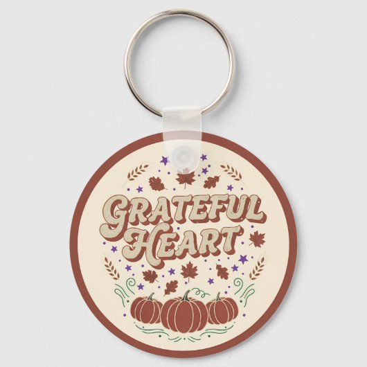 Grateful Heart Autumn Pumpkin Design Sleutelhanger (Voorkant)