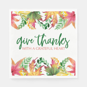 Grateful Heart Autumn verliest Thanksgiving Border Servet