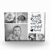 Grateful Heart Black and White Photo Collage Block Fotoblokken (Voorkant)