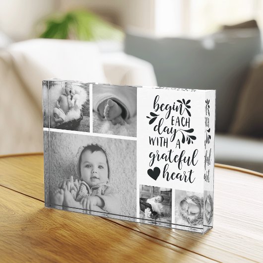 Grateful Heart Black and White Photo Collage Block Fotoblokken
