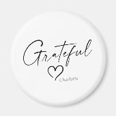 Grateful Heart | Jouw naam Minimale inkt Magneet (Voorkant)