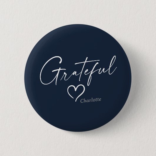 Grateful Heart | Jouw naam Minimale inkt Ronde Button 5,7 Cm (Voorkant)