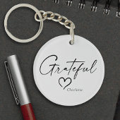 Grateful Heart | Jouw naam Minimale inkt Sleutelhanger