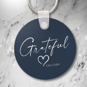 Grateful Heart | Jouw naam Minimale inkt Sleutelhanger