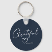 Grateful Heart | Jouw naam Minimale inkt Sleutelhanger (Achterkant)