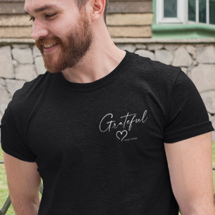 Grateful Heart Jouw naam Minimale inkt T-shirt