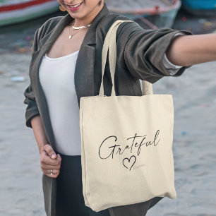 Grateful Heart   Jouw naam Minimale inkt Tote Bag