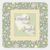 Grateful Heart Joyful Life Floral Sticker (Voorkant)