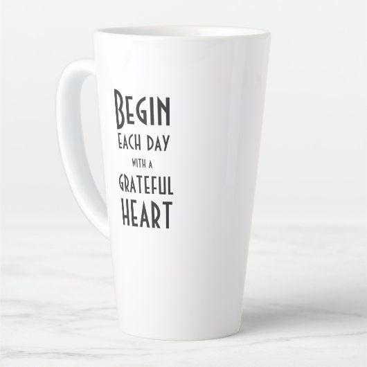 Grateful Heart Quote Black White Tall Latte Mok (Linkerhoek)