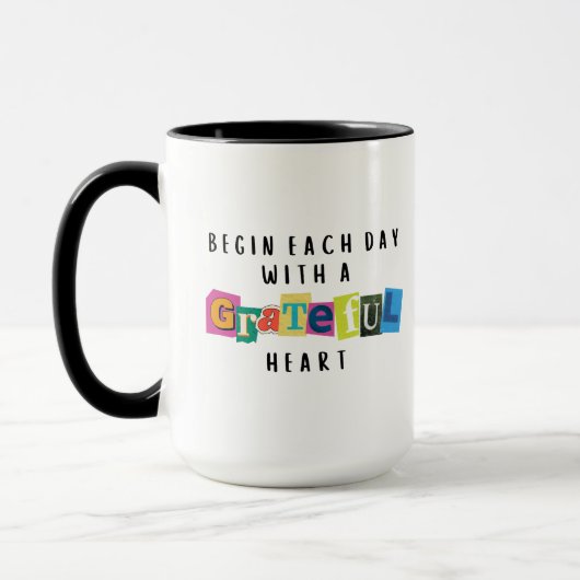 Grateful Heart Scrapbook Typography Inspirerend Mok (Links)